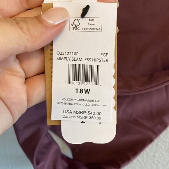 NWT- dark purple simply seamless Hipster- side tie bikini bottoms- Size 18W - Picture 4 of 9